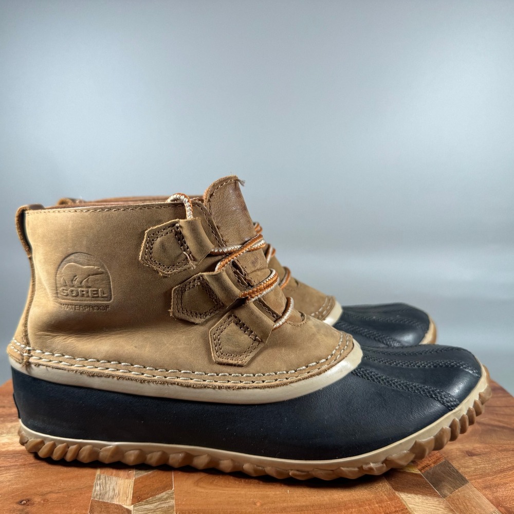 Sorel Slimpack II Lace Waterproof Duck Boots Elk Black NL2133-286 Womens 7.5